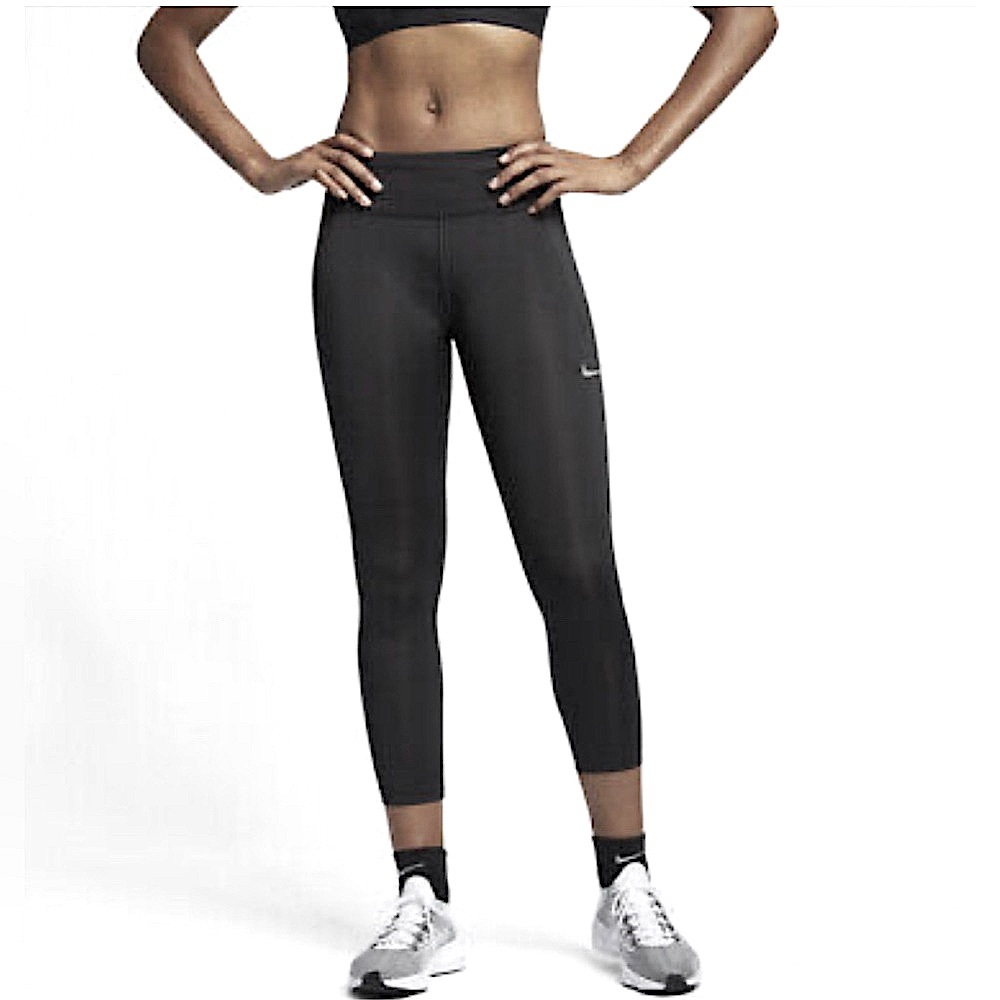 Nike Women's Fast Crop Running Black Tights Tight Fit DB4380 010, Women’s Size S